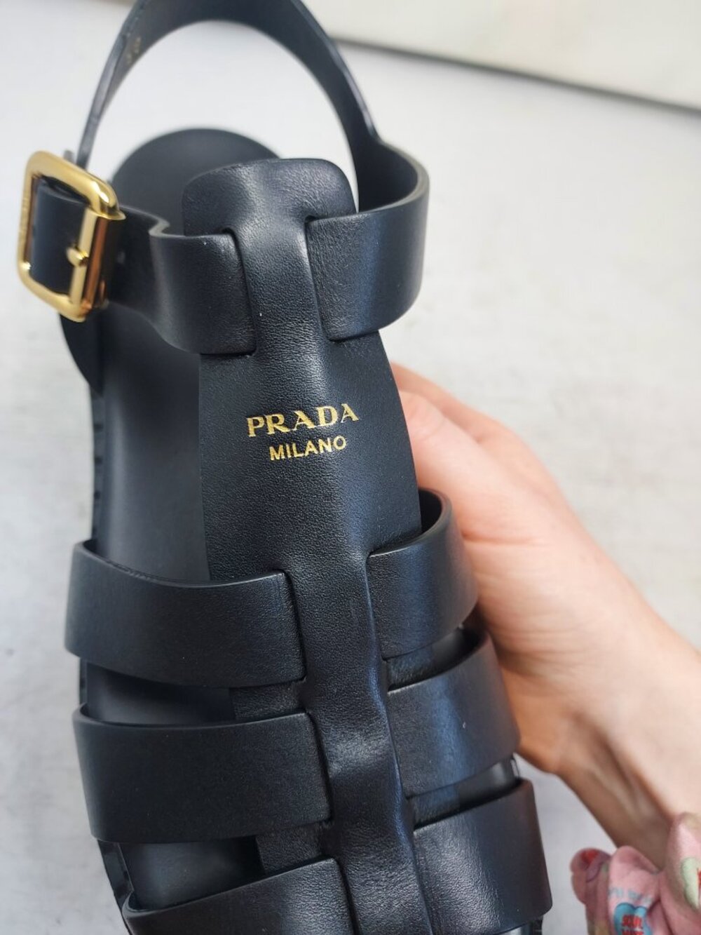 Prada Monolith WOMENS Logo Platform Fisherman Black Rubber Sandal - Picture 3 of 13